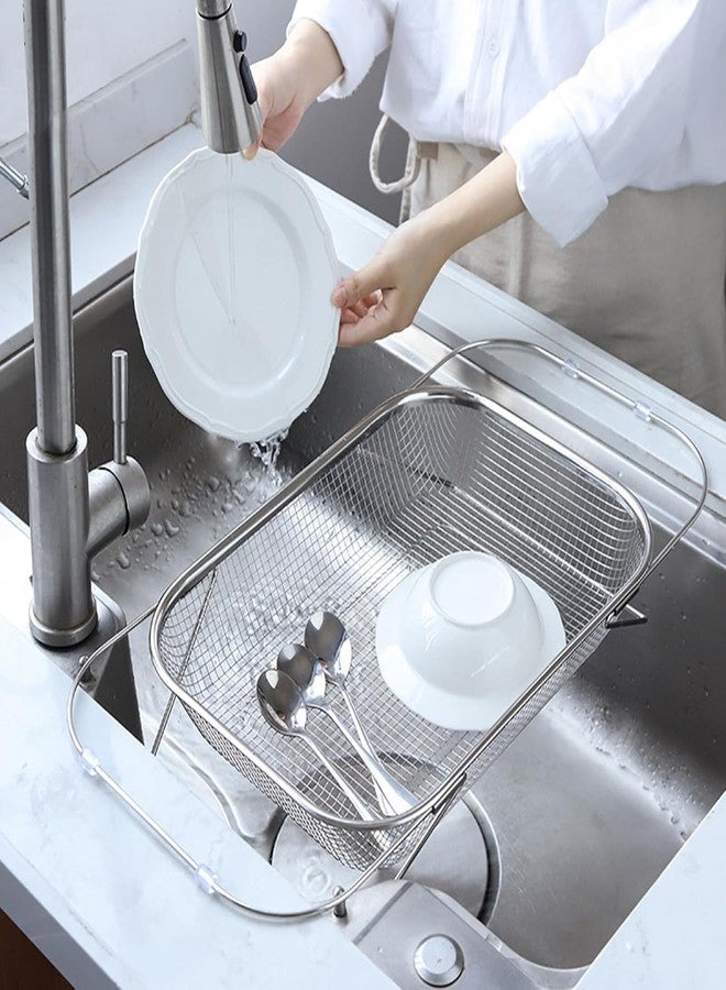 DEVYAMI Stainless Steel Over-The-Sink Colander – Expandable Mesh Strainer Basket with Handles | Drain Fruits, Veggies, Pasta, Rice Easily - Image 5