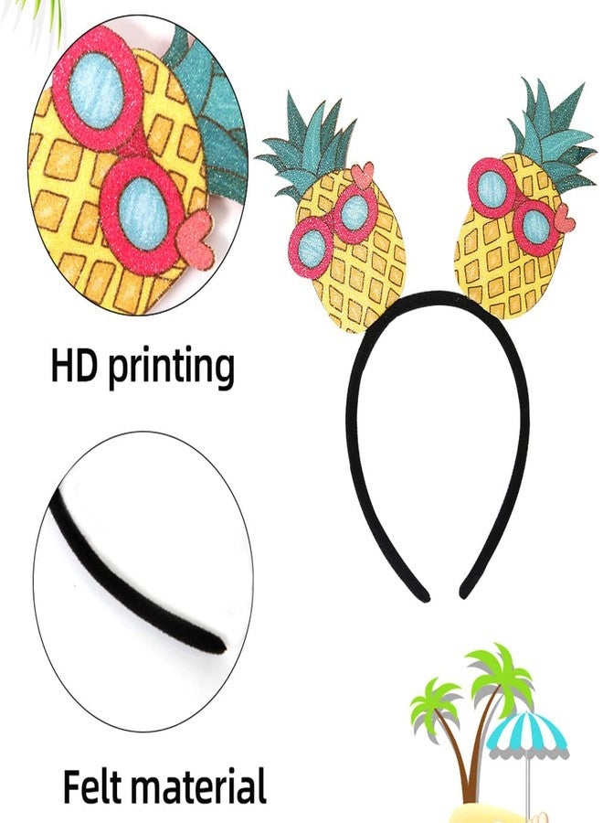 HIPIHOM 6Pcs Hawaiian Party Headbands Tropical Head Boppers Flamingo Palm Tree Pineapple Luau Party Headbands Decorations - Image 2