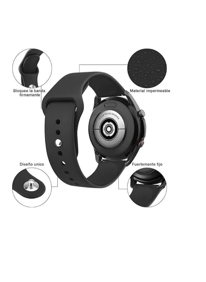 Silicon Strap 20 mm Compatible with All Smart Watches and Watches (Black) - Image 1