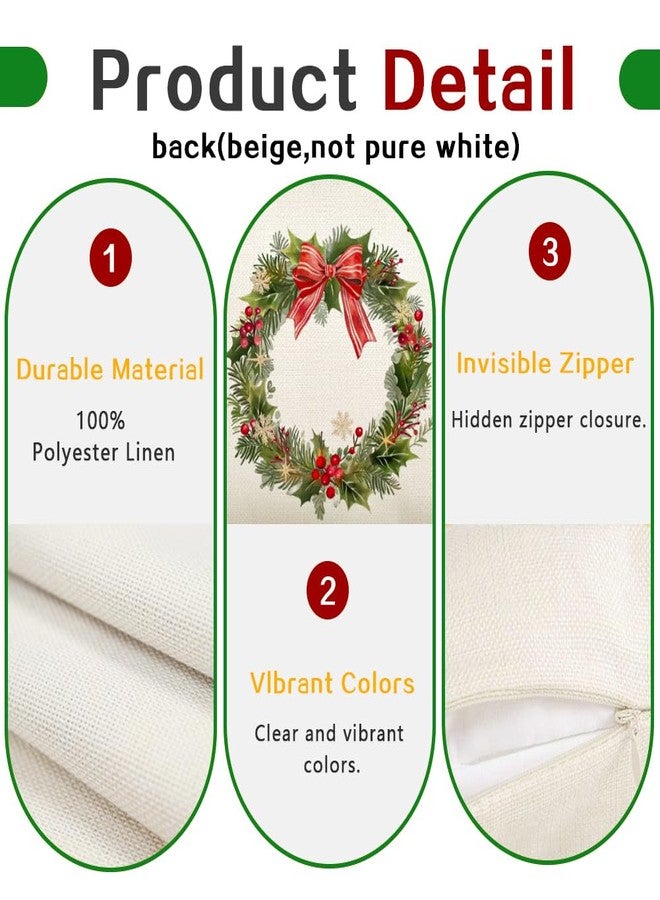 RABUSOFA Christmas Pillow Covers 12x20 Inch,Joy Christmas Decorations Pillows Decorative Throw Pillow Cases,Wreath Xmas Lumbar Cushion Covers for Winter Holiday Couch Green - Image 5