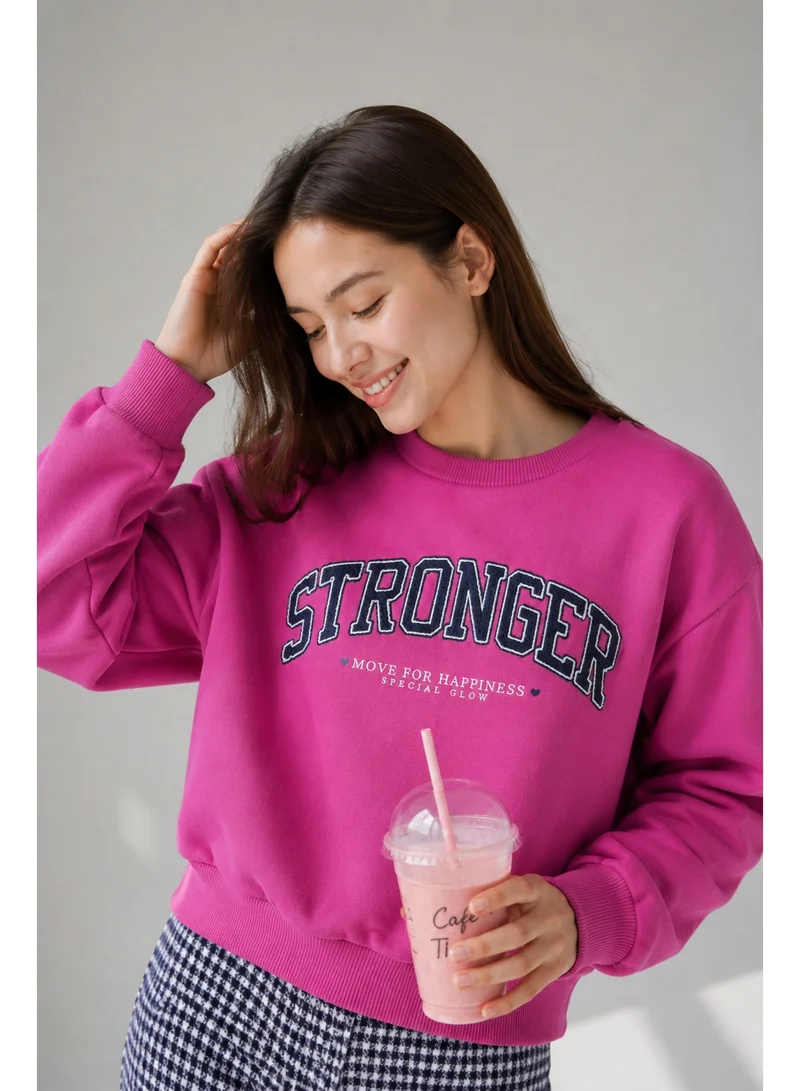 No Way Monday Girls “Stronger” Graphic Print Long Sleeve Sweatshirt