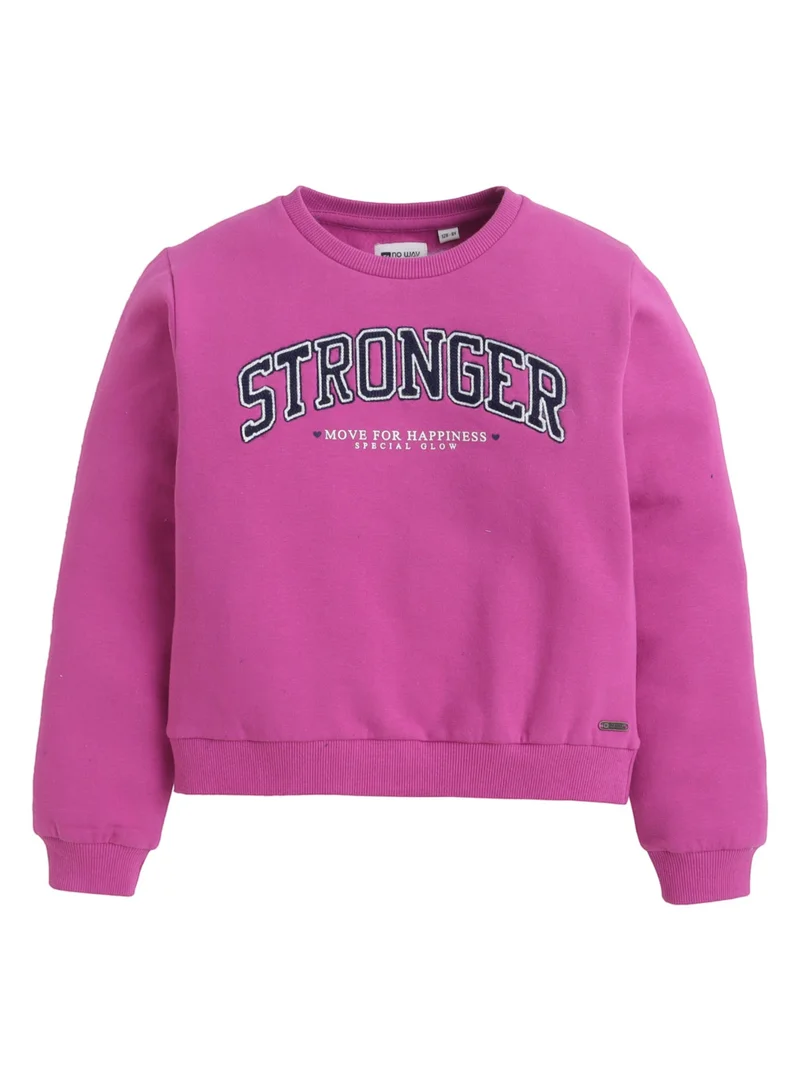 No Way Monday Girls “Stronger” Graphic Print Long Sleeve Sweatshirt