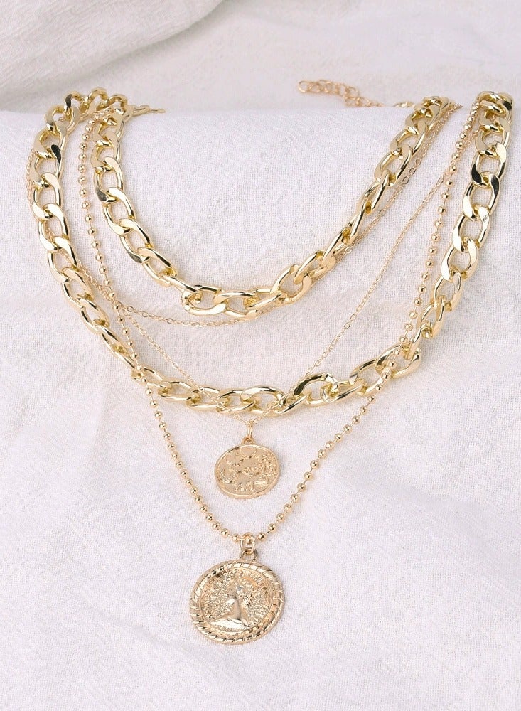 Gold Layered Necklaces for Women Trendy Retro Coin Pendant Necklace Dainty Chunky Chain Choker Necklaces for Jewelry Birthday Gifts - Image 2
