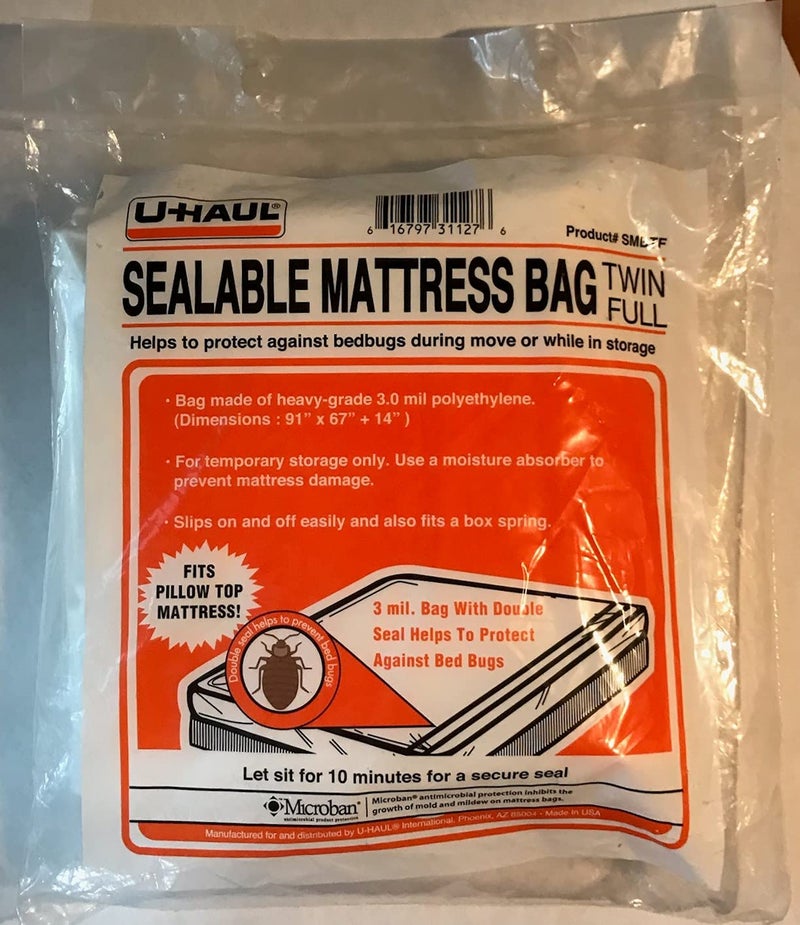 U-Haul UHaul Sealable Mattress Bag  Moving and Storage Protection for Mattress or Box Spring  3 Mil Twin or Full Size Mattress  91 x 67 x 14