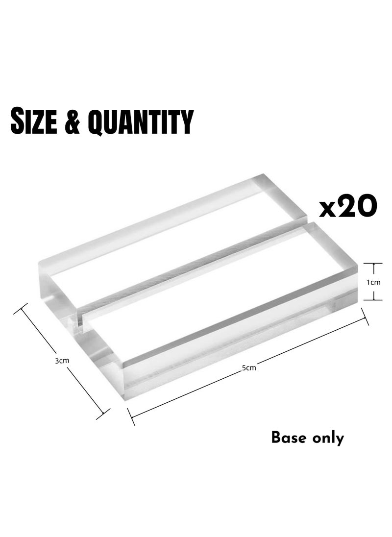 NOVOLAN NOVOLAN 20-Piece Clear Acrylic Place Card Holders with Slot, Elegant Table Number Display Stands for Weddings, Events, and Office Use, for Menus, Meeting Signs, and Diners, Durable 50mm x 30mm x 10mm  - Image 2