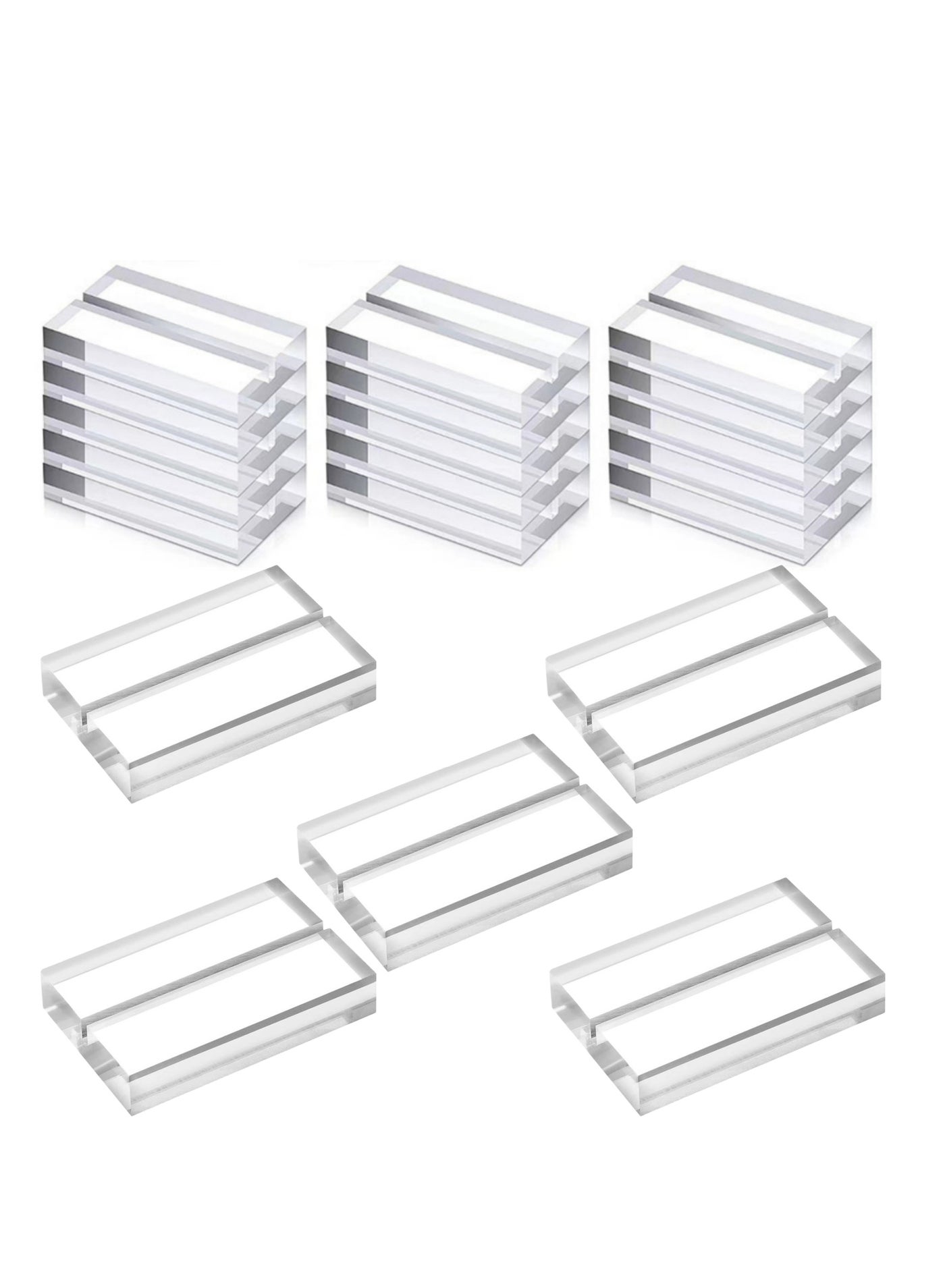 NOVOLAN 20-Piece Clear Acrylic Place Card Holders with Slot, Elegant Table Number Display Stands for Weddings, Events, and Office Use, for Menus, Meeting Signs, and Diners, Durable 50mm x 30mm x 10mm
