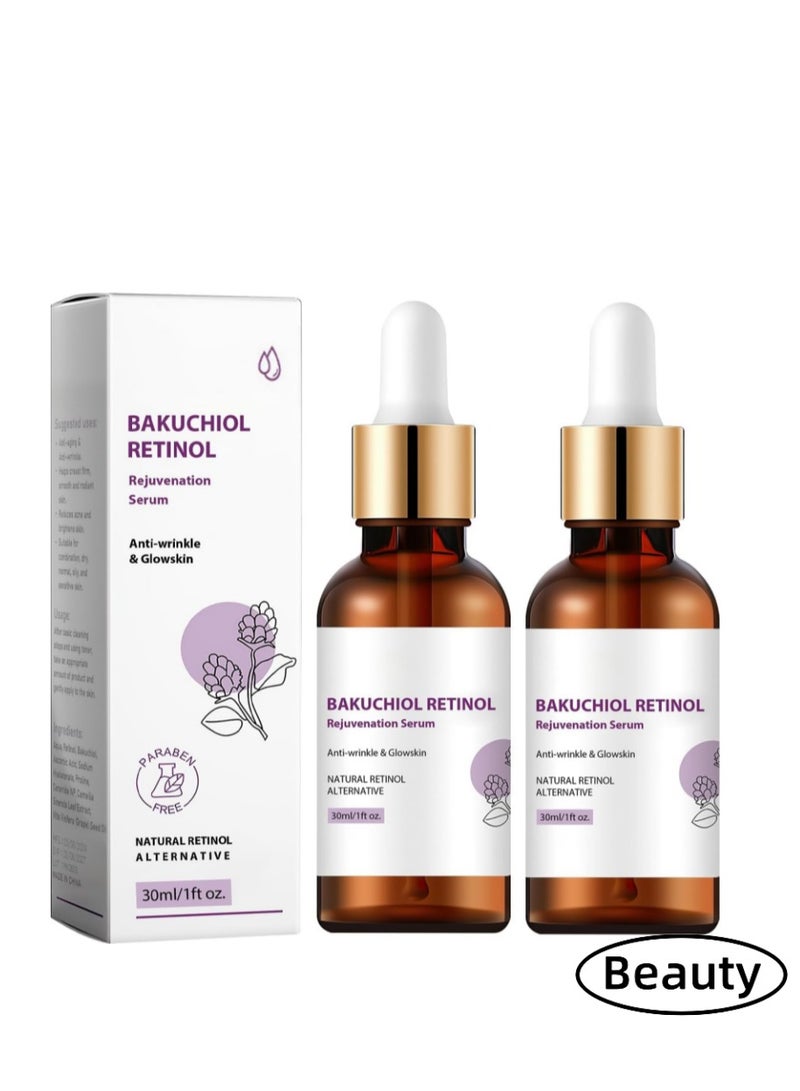 Generic Bakuchiol Retinol Rejuvenation Serum, 2024 Best Retinol Serum for Wrinkles Bakuchiol Retinol Face Serum Korean, Retinol Serum for Wrinkles, Reduce Wrinkles (2pcs)  - Image 1