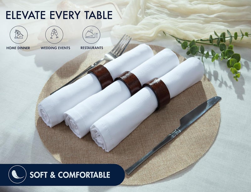 Ruvanti 12 Pack Cloth Napkins 18x18 - Soft, Comfortable, Reusable Cotton Enrich Fabric Napkins for Dinner, Parties, Weddings - White - Image 3