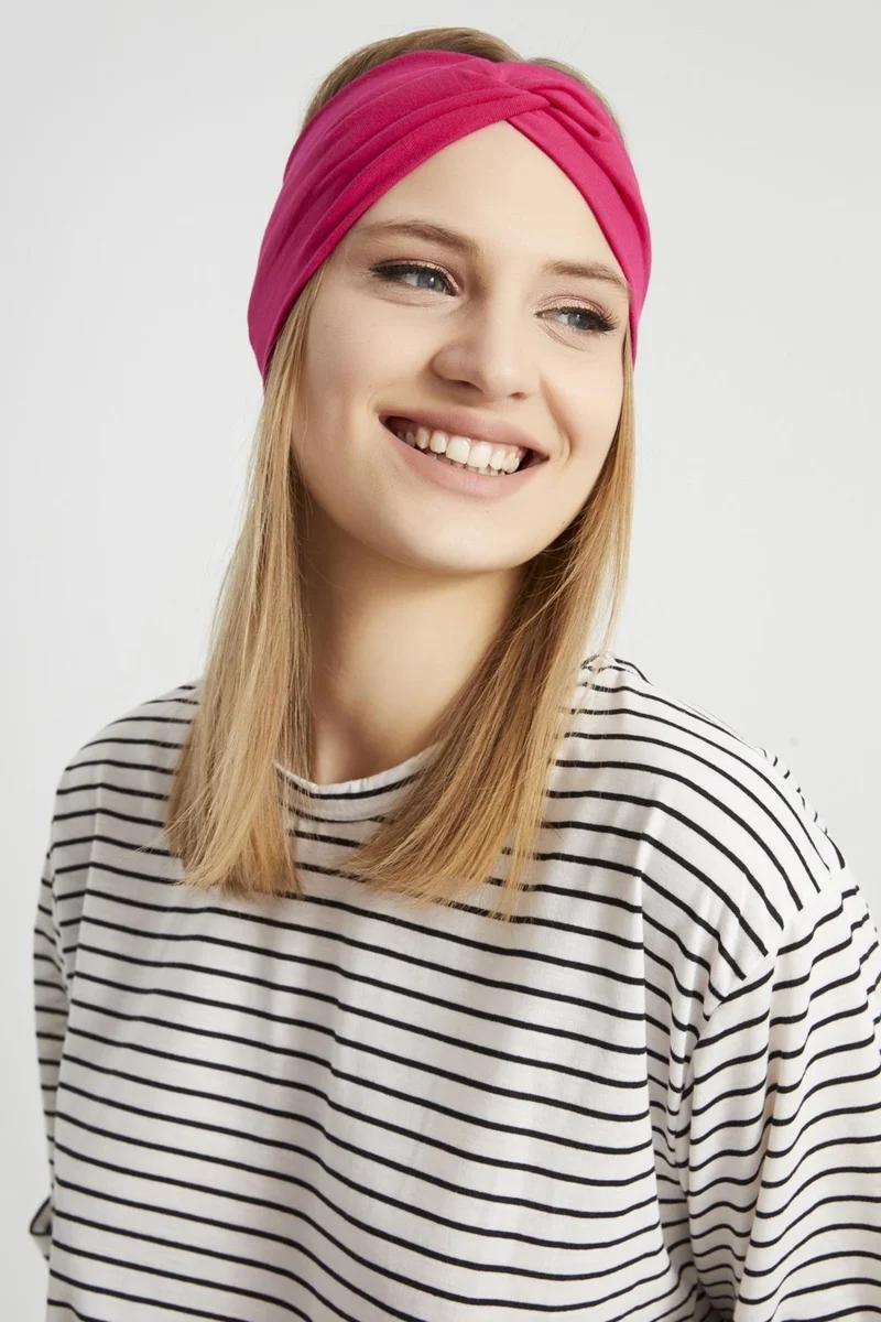 بوتيكجيز Eye-catching Fuchsia, Boutique Design Women's Bandana Hair Band, Extra Soft, Flexible, Natural, Combed Cotton