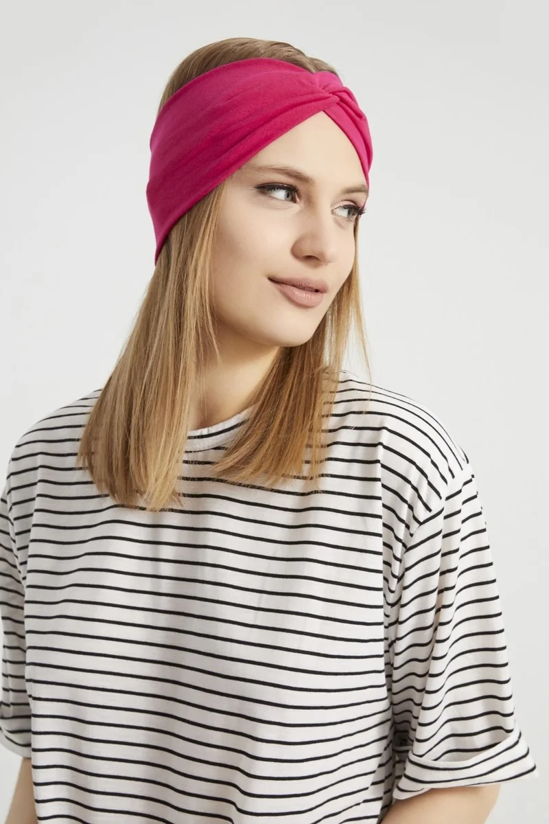 بوتيكجيز Eye-catching Fuchsia, Boutique Design Women's Bandana Hair Band, Extra Soft, Flexible, Natural, Combed Cotton