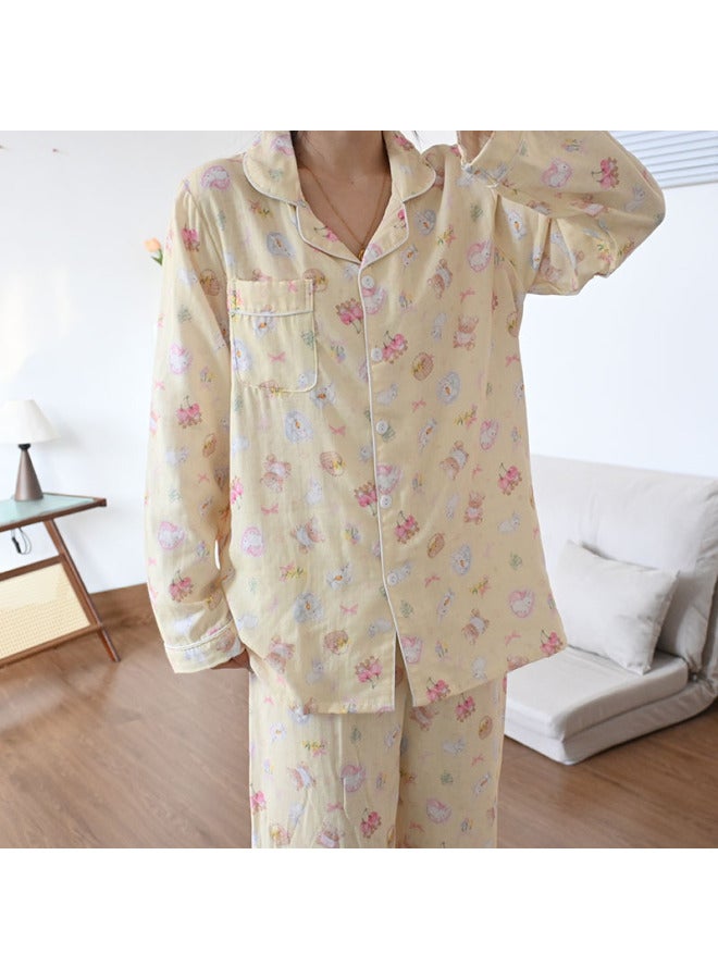 Of Pajamas Spring And Summer New Baby Cotton Yarn Breathable Age-reducing Thin Long Sleeve Trousers Cotton Gauze Home Clothes