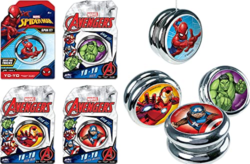 Ja-Ru JARU Marvel Avengers Spiderman Beginner Yoyo 4 Yoyos Super Hero Yoyo for Kids Boys Girls Auto Return Responsive Yoyo String Trick Classic Vintage Toy Gifts Stocking Stuffers 68064 - Image 1