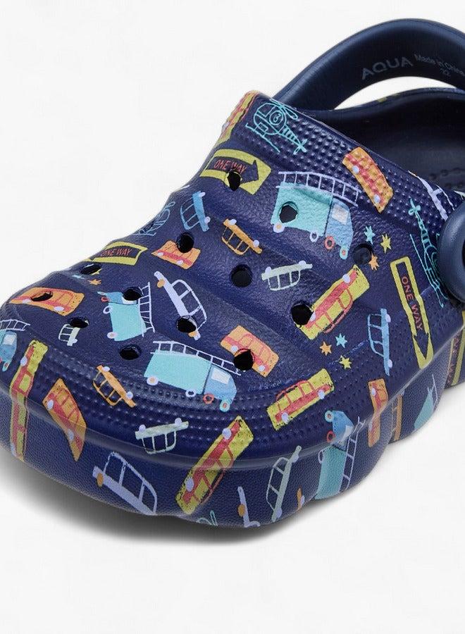 Aqua Boys Printed Clogs with Backstrap - Image 5