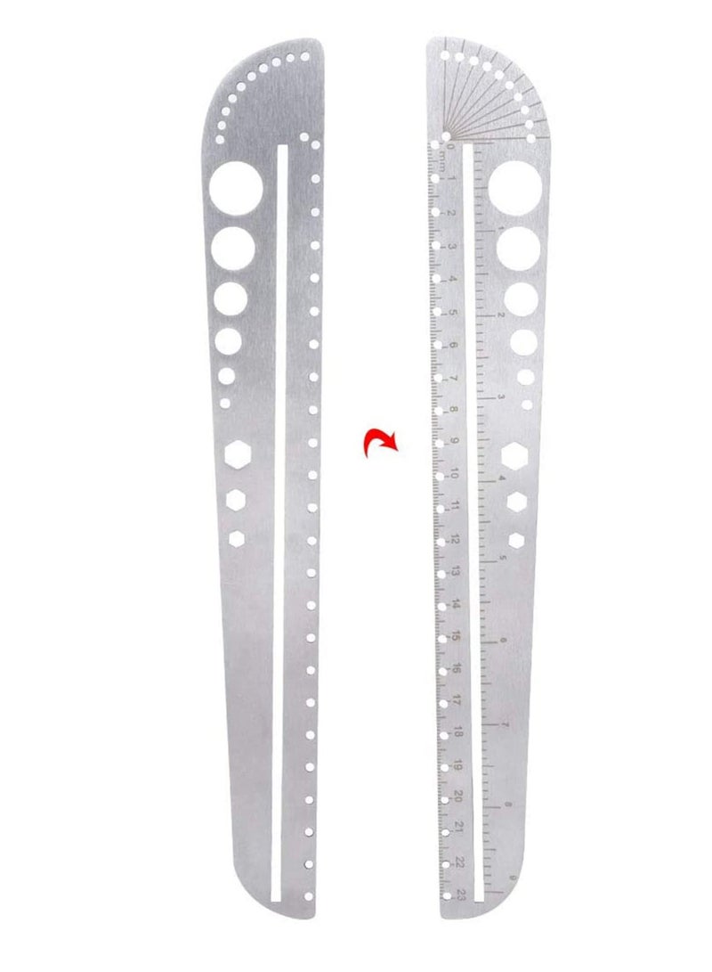 KASTWAVE Multi-functional Metal Ruler Stainless Steel Multifunctional Scale Ruler Protractor Figure Drafting Measuring Tool for Architect Engineers Office School 11.8in/30 cm. - Image 3