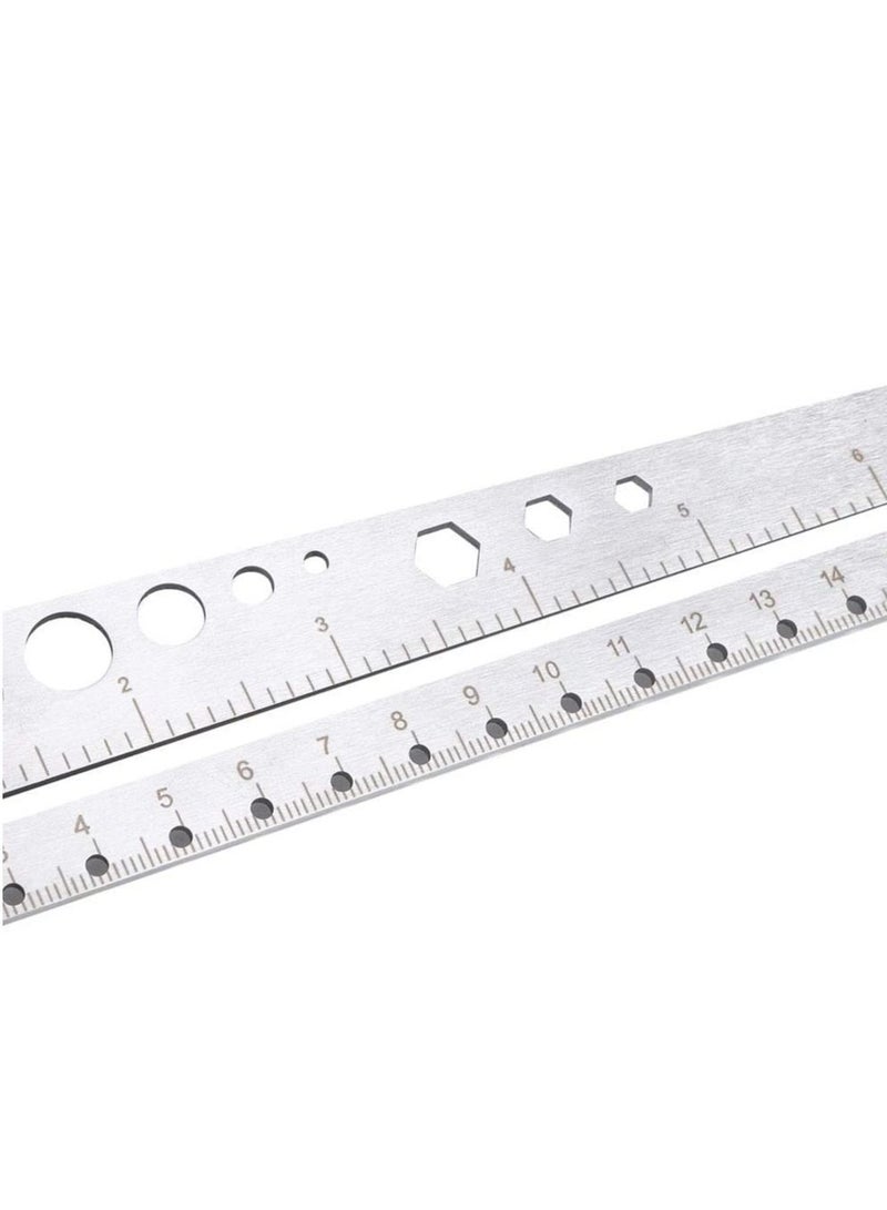 KASTWAVE Multi-functional Metal Ruler Stainless Steel Multifunctional Scale Ruler Protractor Figure Drafting Measuring Tool for Architect Engineers Office School 11.8in/30 cm. - Image 5