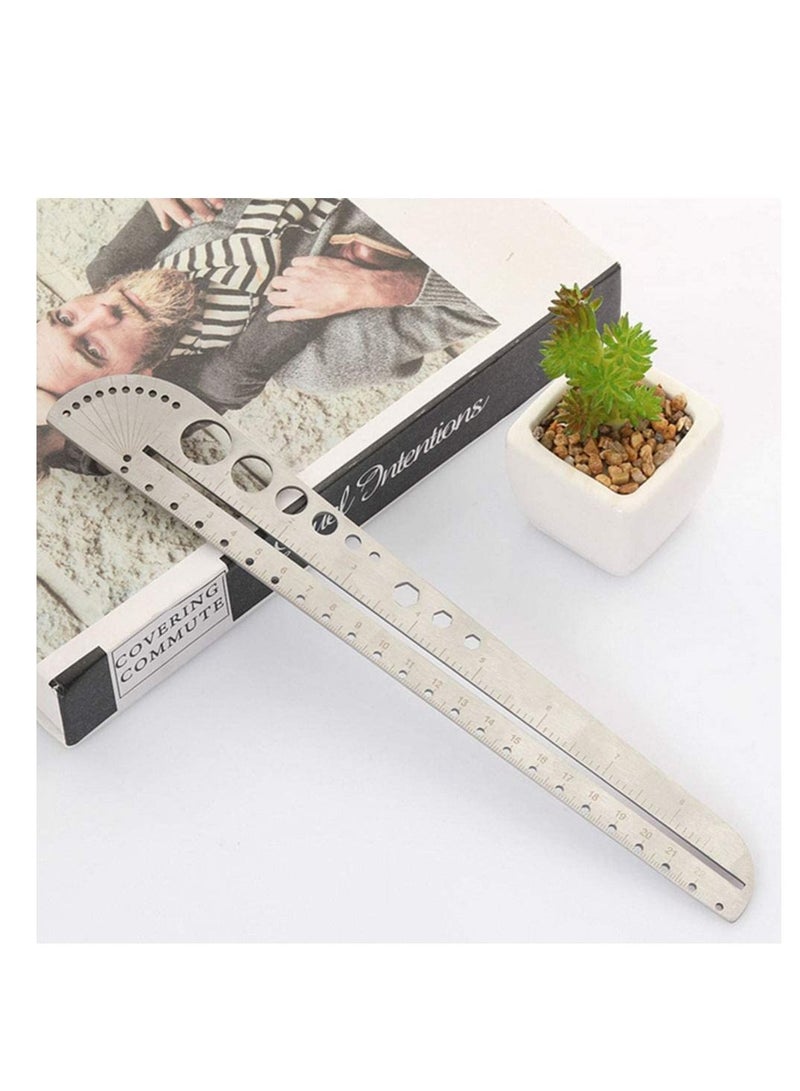 KASTWAVE Multi-functional Metal Ruler Stainless Steel Multifunctional Scale Ruler Protractor Figure Drafting Measuring Tool for Architect Engineers Office School 11.8in/30 cm. - Image 4