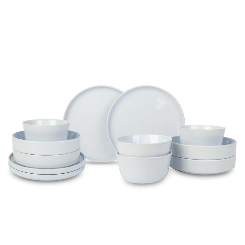 Stone Lain Celina Stoneware 12Piece Dinnerware Set Dinner and Pasta Bowls White