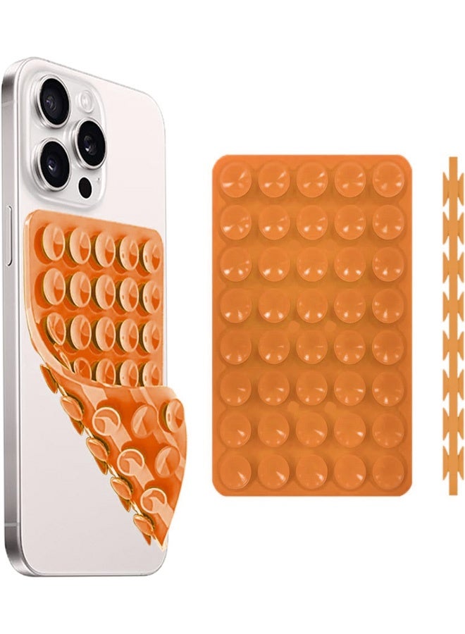 Silicone Suction Cup Phone Case Mount Double Sided, Phone Accessories Hands-Free Strong Grip Holder for Selfies and Videos, Silicon Phone Holder for iPhone and Android (Orange) - Image 1