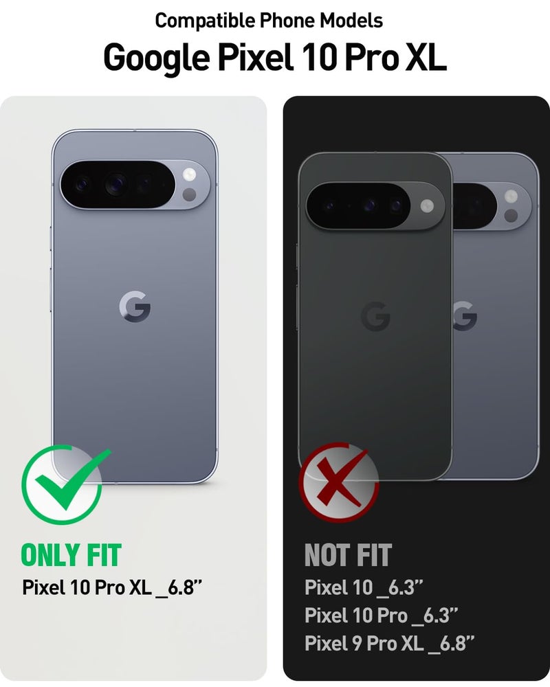 Poetic Revolution Case for Google Pixel 10 Pro XL 5G, [Slide Camera Cover], Built-in Screen Protector [Work with Fingerprint ID], [2 Front Frame] Full Body Rugged Shockproof Case with Kickstand, Black - Image 2