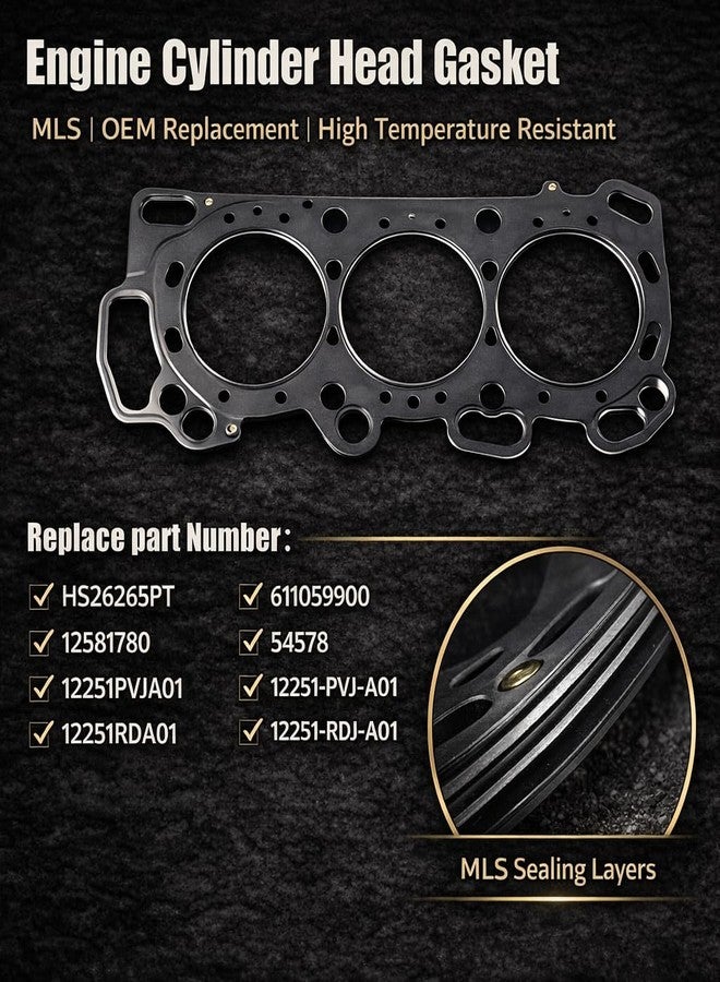 AUCERAMIC حشية رأس أسطوانة المحرك AUCERAMIC HS26265PT، مناسبة لسيارات هوندا أوديسي (2005-2010)، وهوندا بايلوت (2005-2008)، وأكيورا إم دي إكس (2003-2006)، وأكيورا تي إل 3.5 لتر (2005-2008)، وأكيورا آر إل 3.2 لتر V6 (2004-2008)، 12251-PVJ-A01 J35A5 J32A3 - Image 2