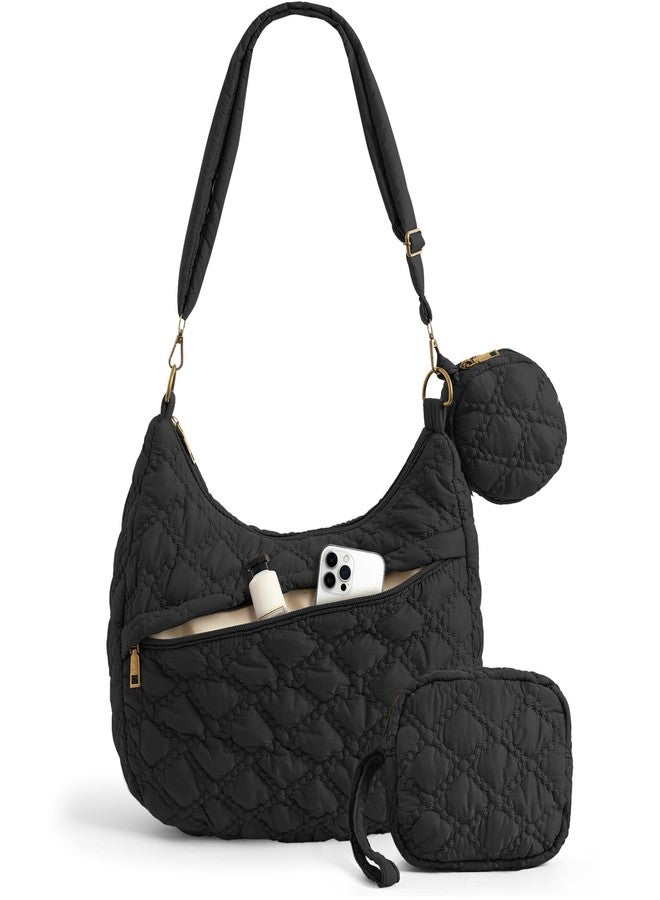 AMDAILY Quilted Puffer Tote Bag, Crossbody Hobo Bag with Adjustable Strap for Women Nylon Soft Puffy Purse Shoulder Bag for Daily Use - Image 1