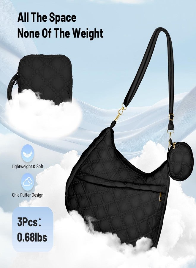 AMDAILY Quilted Puffer Tote Bag, Crossbody Hobo Bag with Adjustable Strap for Women Nylon Soft Puffy Purse Shoulder Bag for Daily Use - Image 5