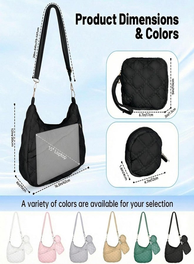 AMDAILY Quilted Puffer Tote Bag, Crossbody Hobo Bag with Adjustable Strap for Women Nylon Soft Puffy Purse Shoulder Bag for Daily Use - Image 3
