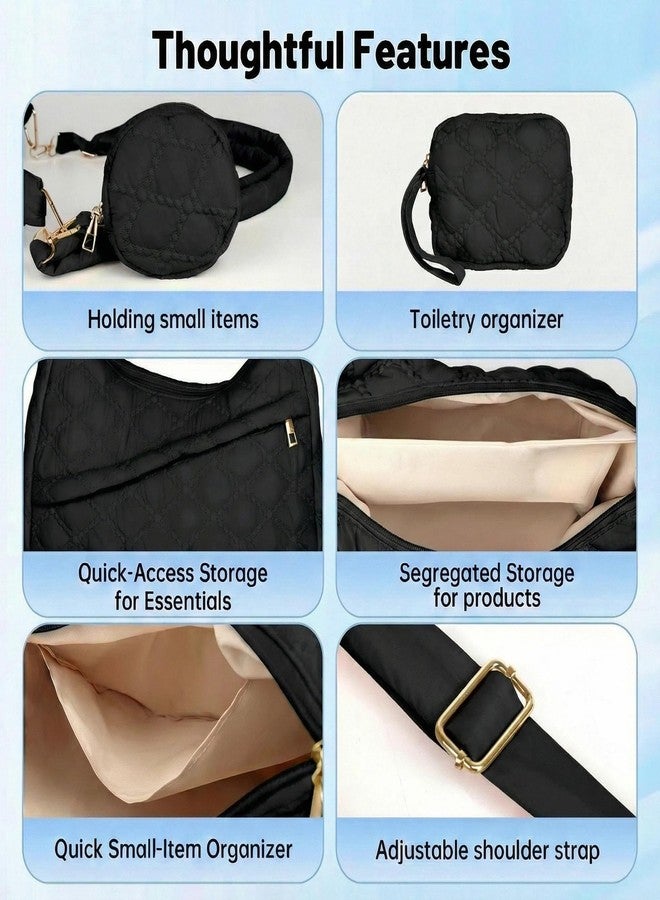 AMDAILY Quilted Puffer Tote Bag, Crossbody Hobo Bag with Adjustable Strap for Women Nylon Soft Puffy Purse Shoulder Bag for Daily Use - Image 4