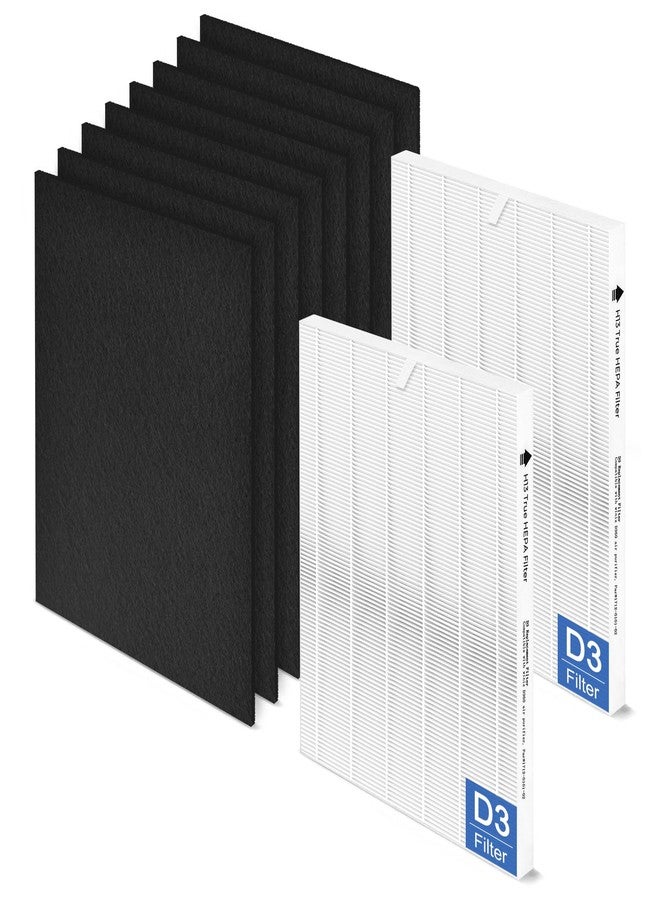 DAJDAH D360 Replacement Filter D3 Compatible with Winix Air Purifier Filter Replacement D360-D3 for Winix D360 3-Stage True HEPA Air Purifier, Part # 1712-0101-02. 2 H13 HEPA Filter and 8 Carbon Pre-filter - Image 1