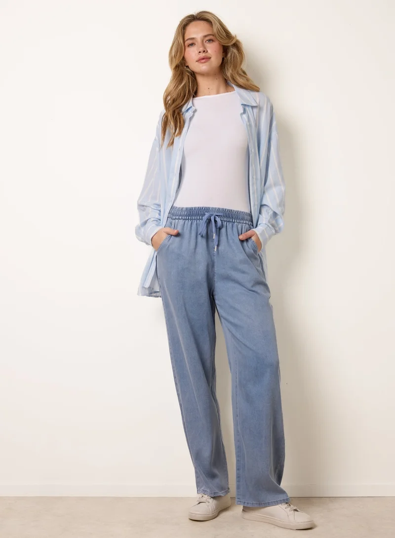 بلو فانيلا Elasticated Waist Wide Leg Jeans