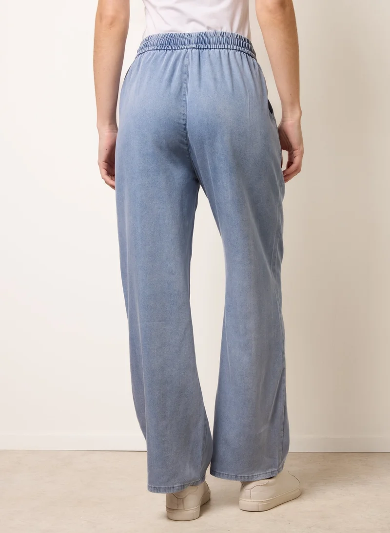 بلو فانيلا Elasticated Waist Wide Leg Jeans