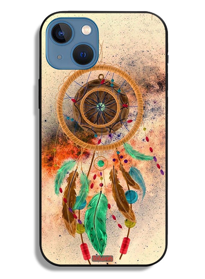 Tolwak Apple iPhone 13 Protective Case Mandala Hanging Feathers - Image 2