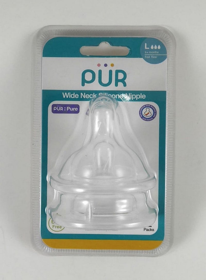 Pur Wide Neck Silicone Nipple Size L 2 Pcs - Image 1