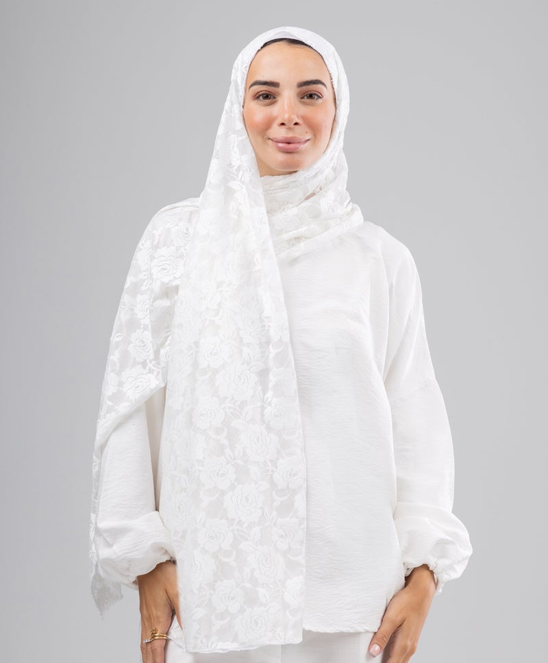 Ethereal Lace Scarf — Offwhite