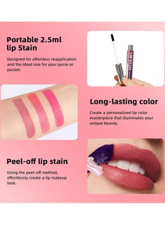 lakerain Lip Stain - Peel Off Lip Stain Lipstick Peel Off Lip Color Stain Long Lasting Lip Stain Peel Off Infused Sweat Proof Waterproof Long Lasting Highly Pigmented Matte Lipstick #01(Light Pink)  - Image 5