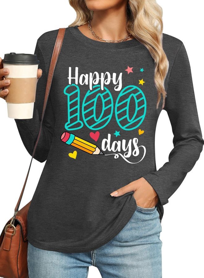 PECHAR 100 Days of School Shirt Teacher School Days Long Sleeve Shirts Funny 100 Days Celebration Gifts Tee Tops - Image 2
