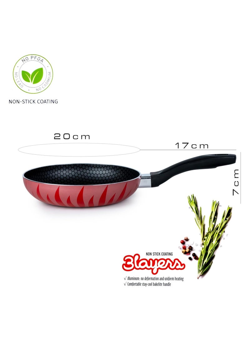 Senstan  Flame Design Fry Pan | Non-Stick Frying Pan | 20X4.9Cm Skillet | Flame-Patterned Sauté Pan | Premium Cooking Pan - Image 4