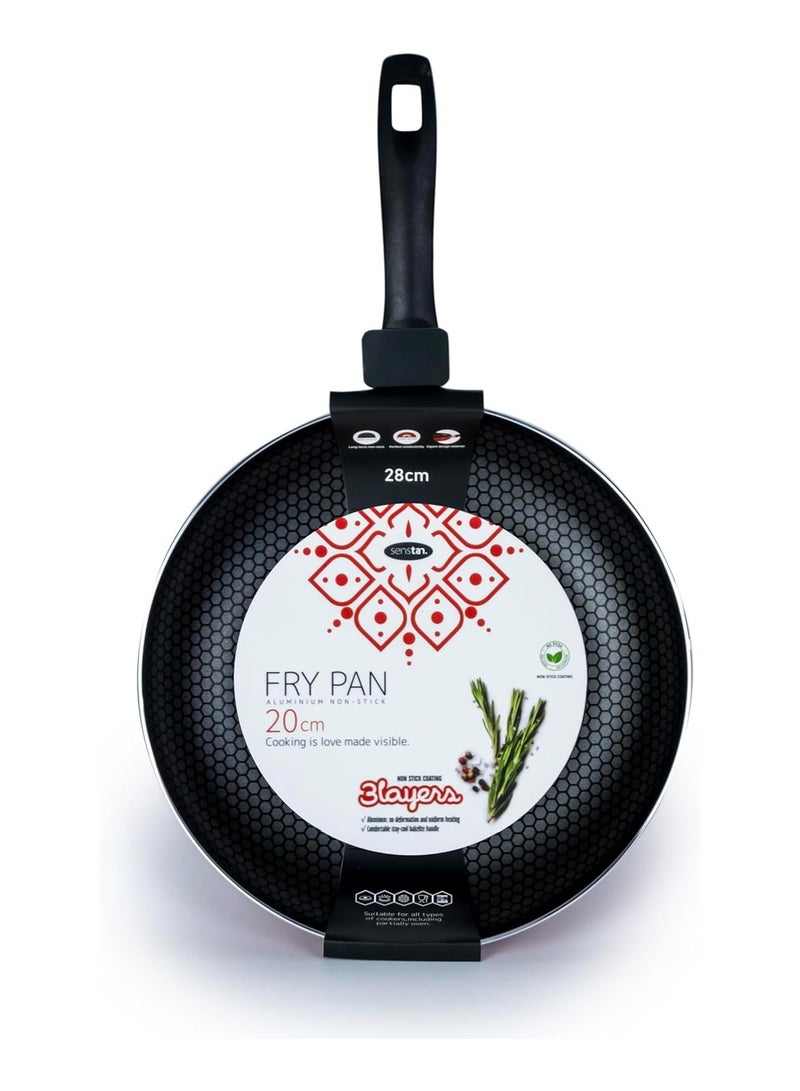 Senstan  Flame Design Fry Pan | Non-Stick Frying Pan | 20X4.9Cm Skillet | Flame-Patterned Sauté Pan | Premium Cooking Pan - Image 3
