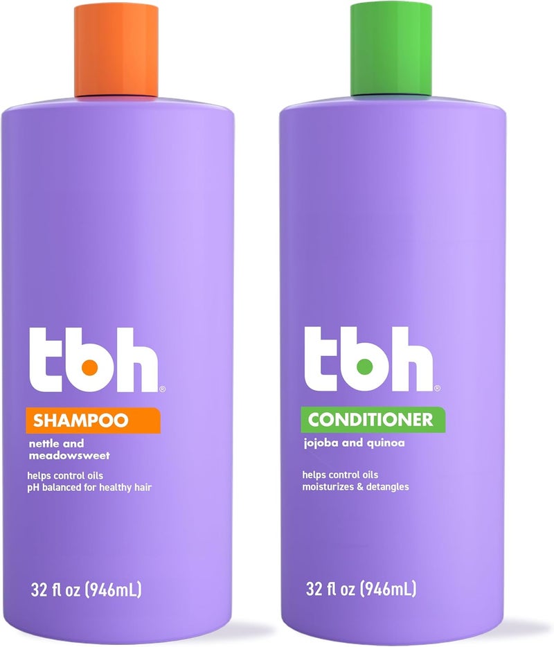 تي بي أتش مجموعة شامبو وبلسم للأطفال والمراهقين - شامبو وبلسم للشعر الدهني - خالٍ من الكبريتات والبارابين - 12 أونصة (عبوتان) - Image 3