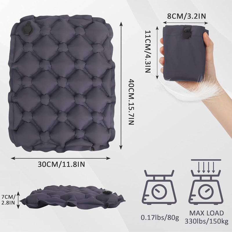 Trendy widespread design Inflatable Air Seat Cushion with Nanogrip Technology, Portable Travel Pressure Relief Pad for Office Chair, Camping, Long Flights, Anti-Slip Lightweight Design (Dark Grey) Budget friendly premium quality - Image 2