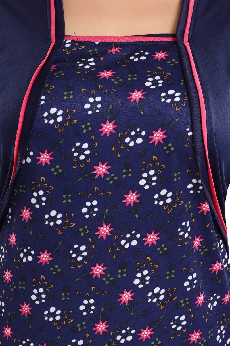 Fabme Women's Sarina/Synthetic Printed Navy Blue Nighty -XX-Large, (Model: NW0263) - Image 5