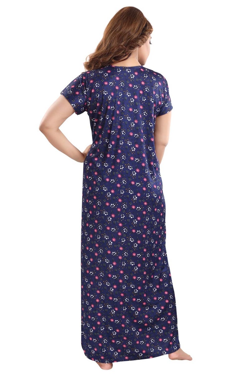 Fabme Women's Sarina/Synthetic Printed Navy Blue Nighty -XX-Large, (Model: NW0263) - Image 2