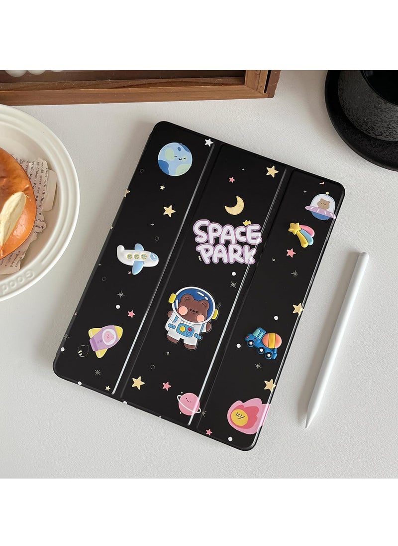Generic - Ecosystem Cases Cartoon 3D Silicon Flip Cover For iPad mini 7 (2024 Model, 7th Generation) / mini 6 (2021 Model, 6th Generation) with Pencil Holder For Kids, (space park) - Image 1