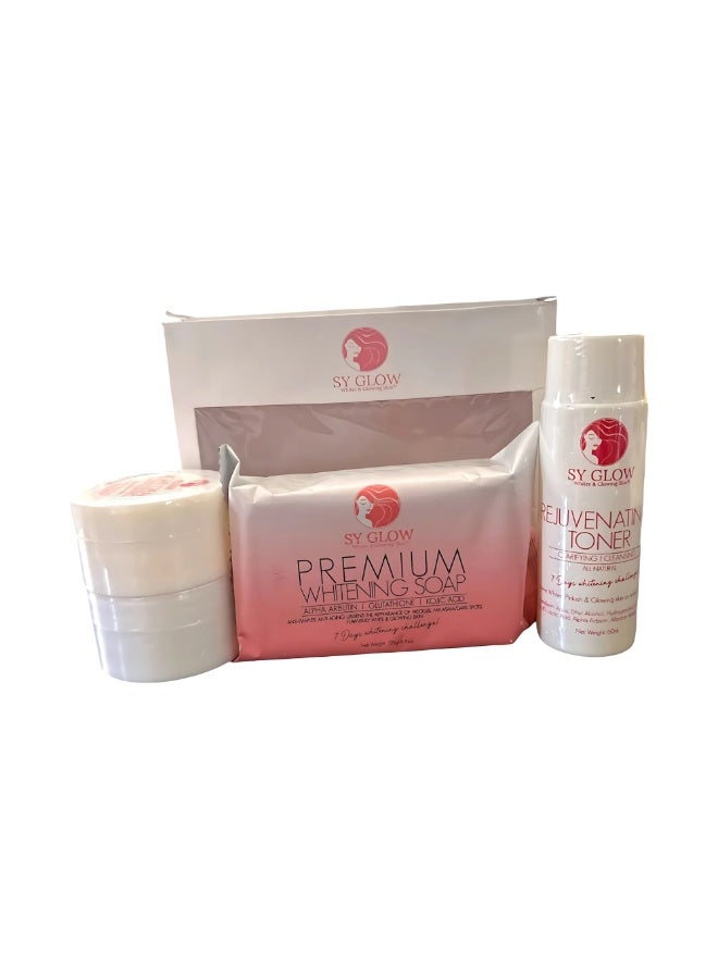 SY Glow Premium Whitening Soap & Rejuvenating Toner Skin Brightening Set Experience a complete skincare solution with premium whitening soap and rejuvenating toner. Formulated with Alpha Arbutin, Glutathione, and Kojic Acid to help reduce the appearance of dark spots, uneven skin tone, and dullness while promoting a radiant glow. - Image 2