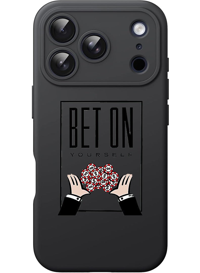 Theodor Protective Slim Fit Case Liquid Silicone Cover with Full Body Protection Anti-Scratch Shockproof Case For Apple iPhone 17 Pro (Black) Bet on yourself - Image 1