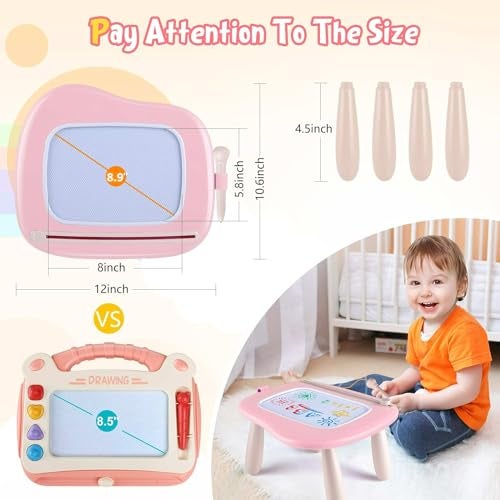 Smasiagon Magnetic Drawing Board for Kids Toddler Toys for 12 Year Old Girl Portable Doodle Board Pad Learning and Educational Toys for Ages 1 2 3 Year Old Baby Girl Birthday GiftPink - Image 5