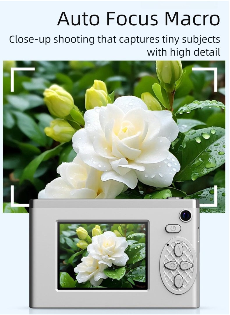 ZTEK 【64GB 4K Dual-Lens Camera Digital】 64GB SD Card Included,50MP Point and Shoot，Autofocus & Macro Shooting, Front and Rear Cameras,  with LED Fill Lights，Compact Point and Shoot Camera for Kids, Teens, Boys & Girls  - Image 5