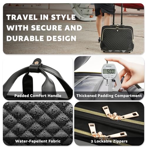 Arcoyard Rolling Laptop Bag Women, Rolling Briefcase for Women with Waterproof Pocket, 17.3 Inch Computer Bag, Underseat Carry On Luggage with Wheels for Work Travel Business, Lightweight Black - Image 5