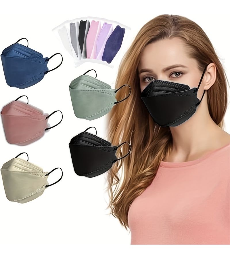 Navy Blue KF94 Disposable Face Masks 50 Pack 4 Layer Filter Breathable - Image 1