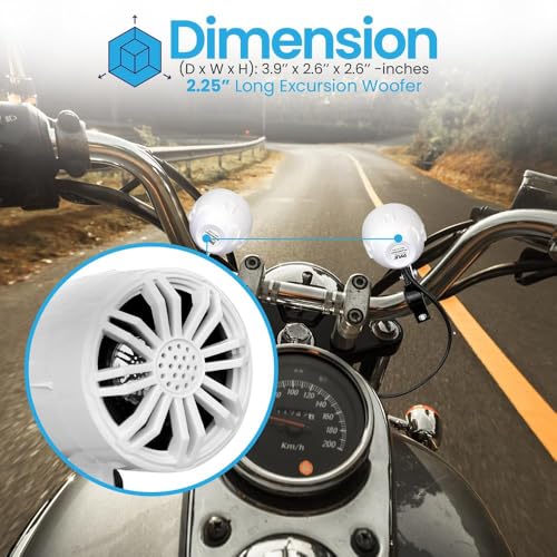 PyleUsa Marine Speakers, Boat Speakers, Waterproof Speakers, 2.25” Off-Road Sound System, 20W Marine Grade Passive Woofer, Full Range Stereo, White, Includes Mounting Brackets, Weatherproof - Image 3